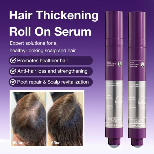 Hair Thickening Roll-On Serum Reduces Hair Shedding / Targets Thinning Areas / Nourishes the Scalp Support fuller, healthier-looking hair every day