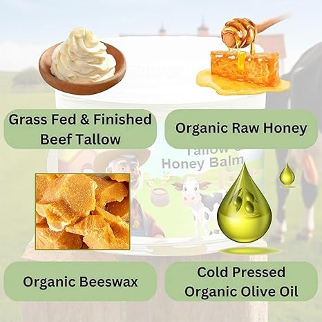 🌟 GRASS-FED TALLOW & HONEY MOISTURIZING BALM 🧈🍯 5346519 🧈 Ultra-Rich Multi-Effect Repair Cream for Face & Body 🍯 One jar replaces your entire moisturizer routine