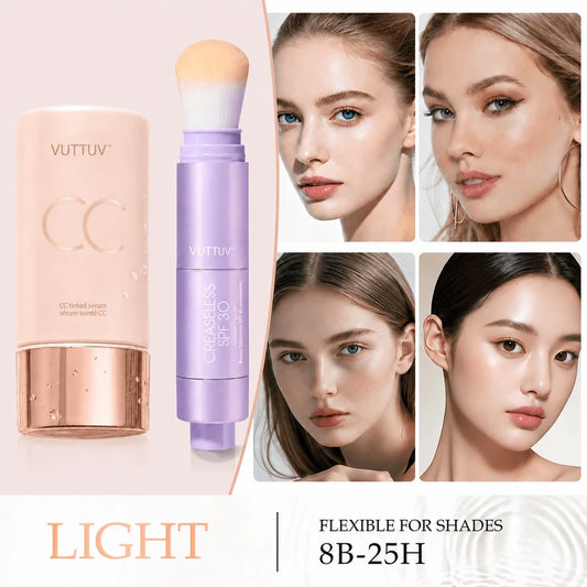 VUTTUV Summer Skin Essentials Set — CC Serum  Solid SPF 30 Sunscreen Brush