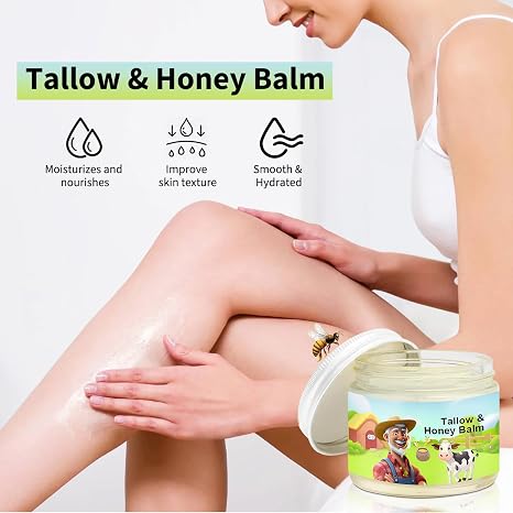 🌟 GRASS-FED TALLOW & HONEY MOISTURIZING BALM 🧈🍯 5346519 🧈 Ultra-Rich Multi-Effect Repair Cream for Face & Body 🍯 One jar replaces your entire moisturizer routine