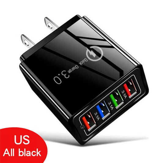 Four-Port Travel Charger for Extended Phone Battery Life