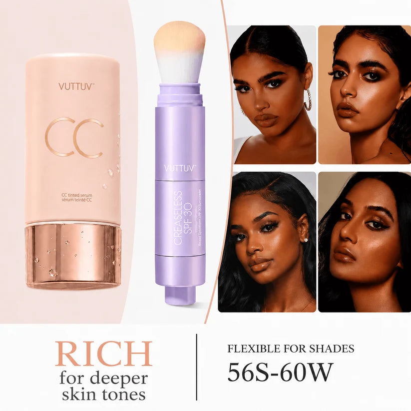 VUTTUV Summer Skin Essentials Set — CC Serum  Solid SPF 30 Sunscreen Brush