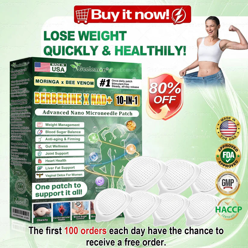 Moringa · Berberine × NAD+ 10-in-1 Advanced Nano Microneedle Patch — Once Daily, Visible Results in 7 Days