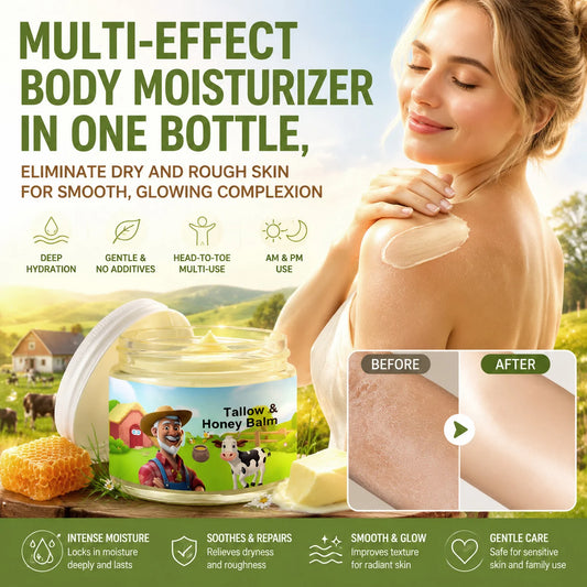 🌟 GRASS-FED TALLOW & HONEY MOISTURIZING BALM 🧈🍯 5346519 🧈 Ultra-Rich Multi-Effect Repair Cream for Face & Body 🍯 One jar replaces your entire moisturizer routine