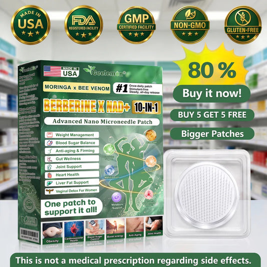 Moringa · Berberine × NAD+ 10-in-1 Advanced Nano Microneedle Patch — Once Daily, Visible Results in 7 Days