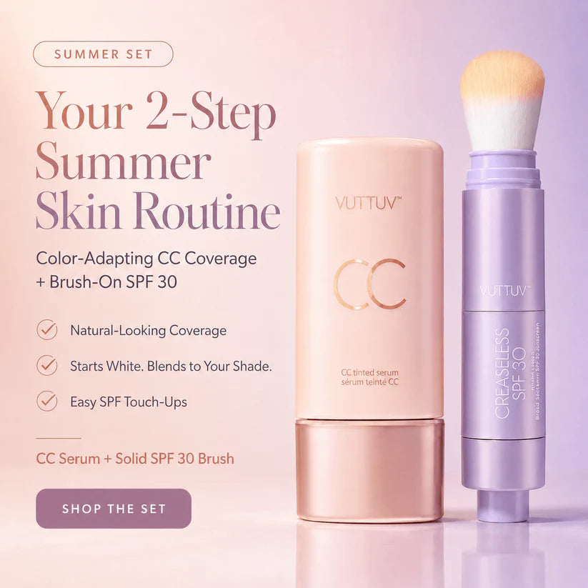 VUTTUV Summer Skin Essentials Set — CC Serum  Solid SPF 30 Sunscreen Brush