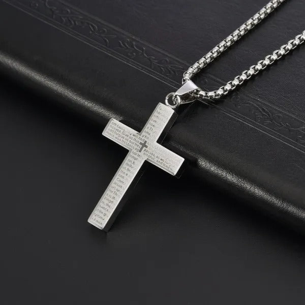 ✝️Lord's Prayer Scibble Cross Necklace