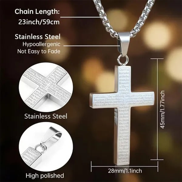 ✝️Lord's Prayer Scibble Cross Necklace