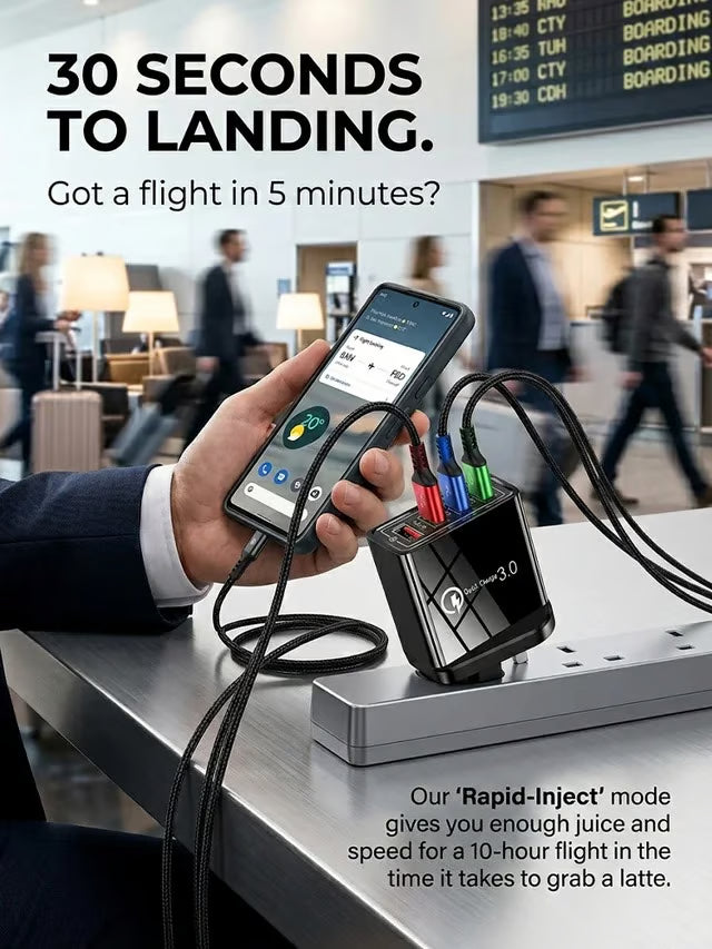 Four-Port Travel Charger for Extended Phone Battery Life