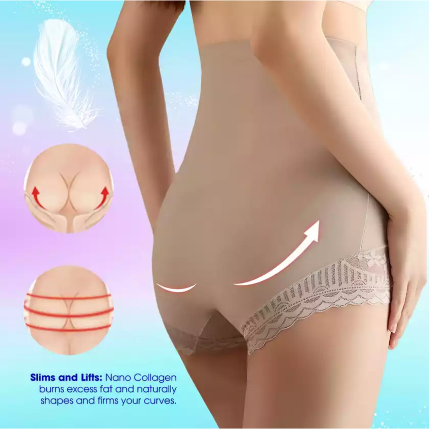 Ice silk high-waisted seamless tummy control and butt lifting underwear