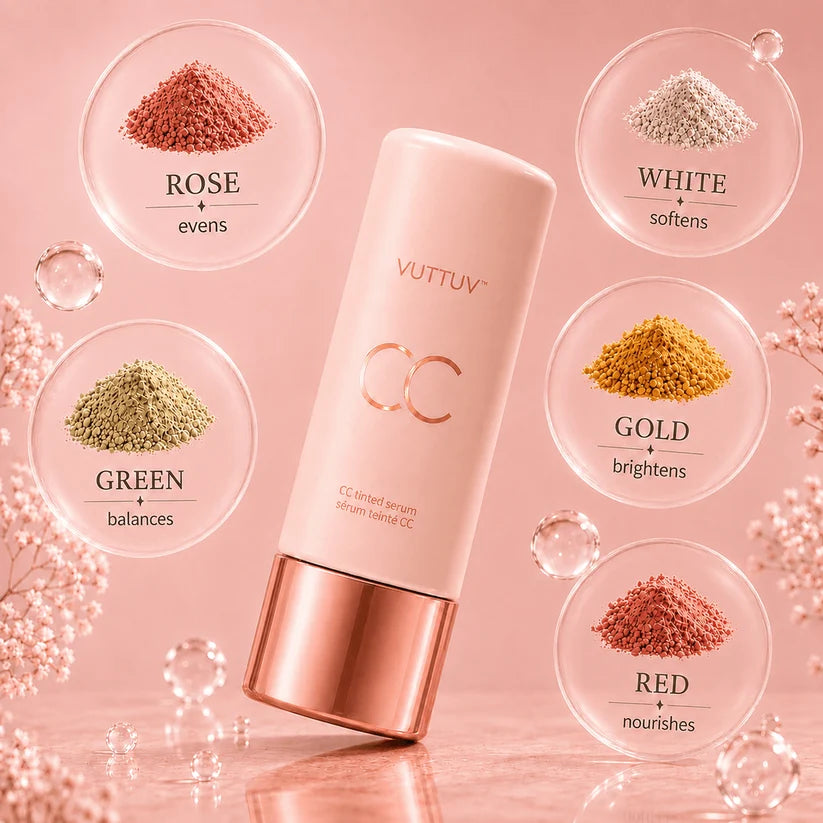 VUTTUV Summer Skin Essentials Set — CC Serum  Solid SPF 30 Sunscreen Brush