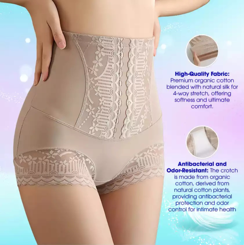 Ice silk high-waisted seamless tummy control and butt lifting underwear